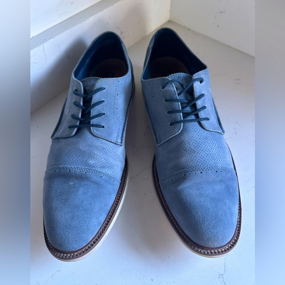 Aston Grey‎ Blue Suede Leather Lace Up Loafers Men’s 13